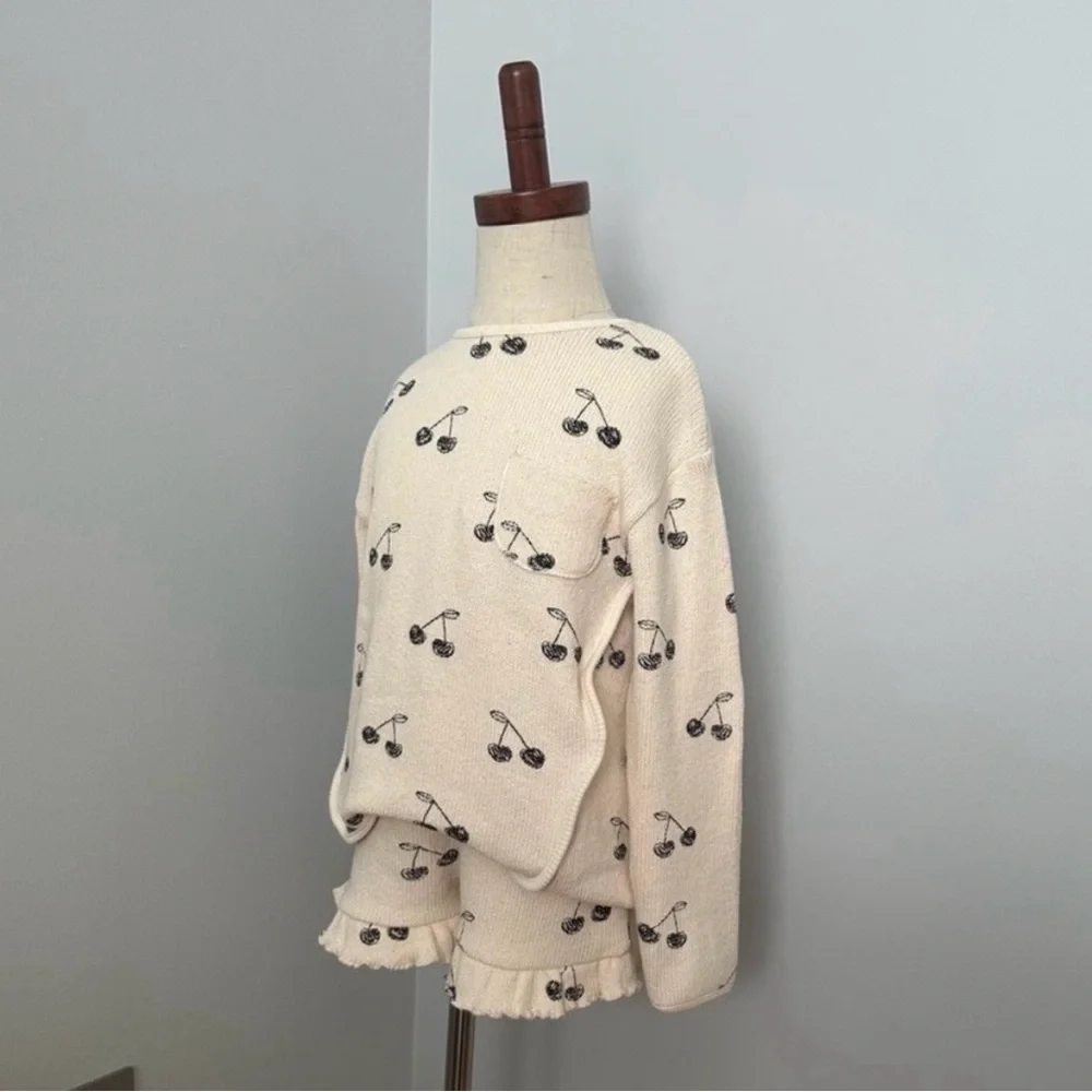 ZARA TODDLER GIRL CHERRY SWEATSHIRT & SHORTS